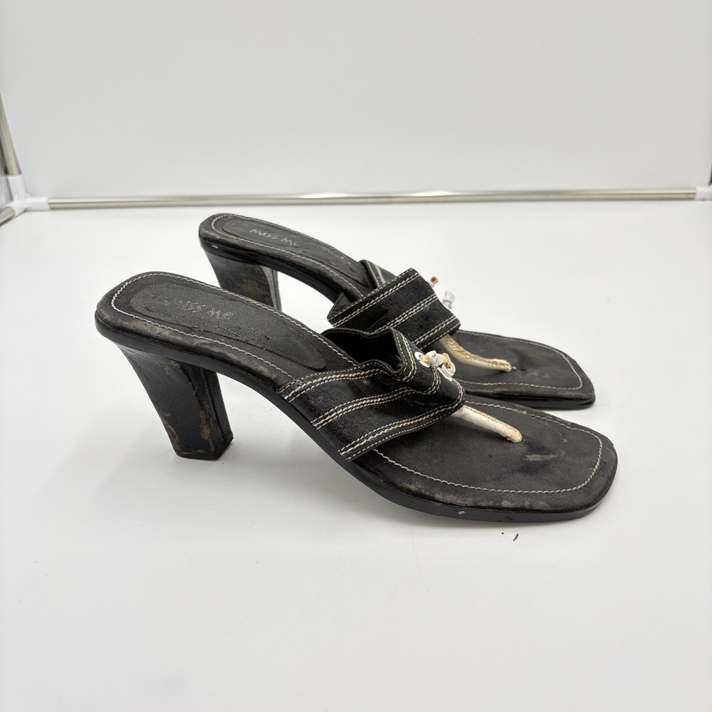 Vintage Y2K 90s Miss Me Sporty Thong Sandals Block Heel Whimsigoth Women’s Sz 10